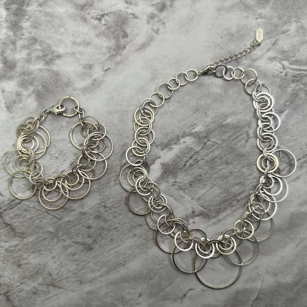 Silver Alfani Choker Necklace with matching bracelet